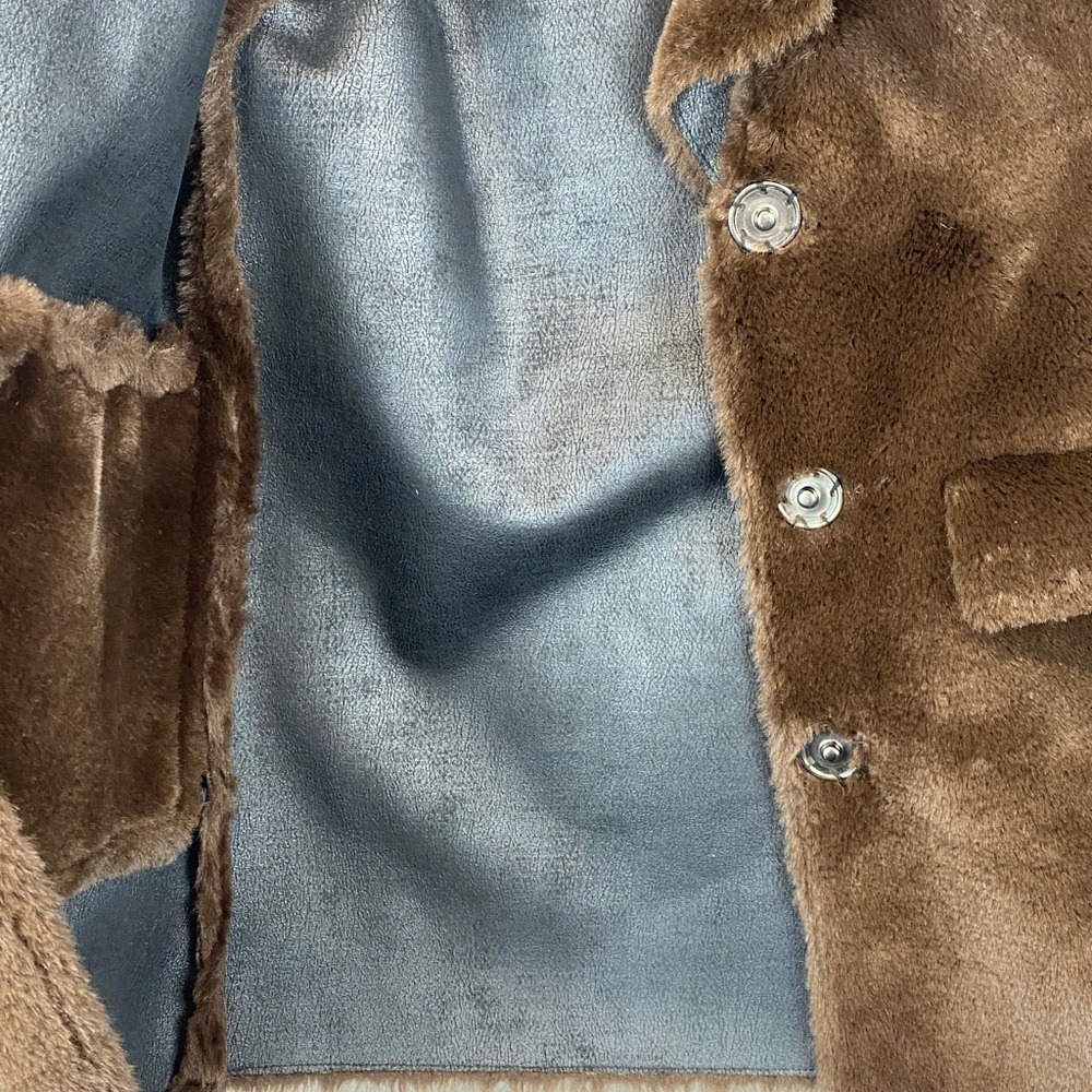 Warehouse super soft faux fur blazer coat size 8 small brown chic warm - Picture 7 of 11